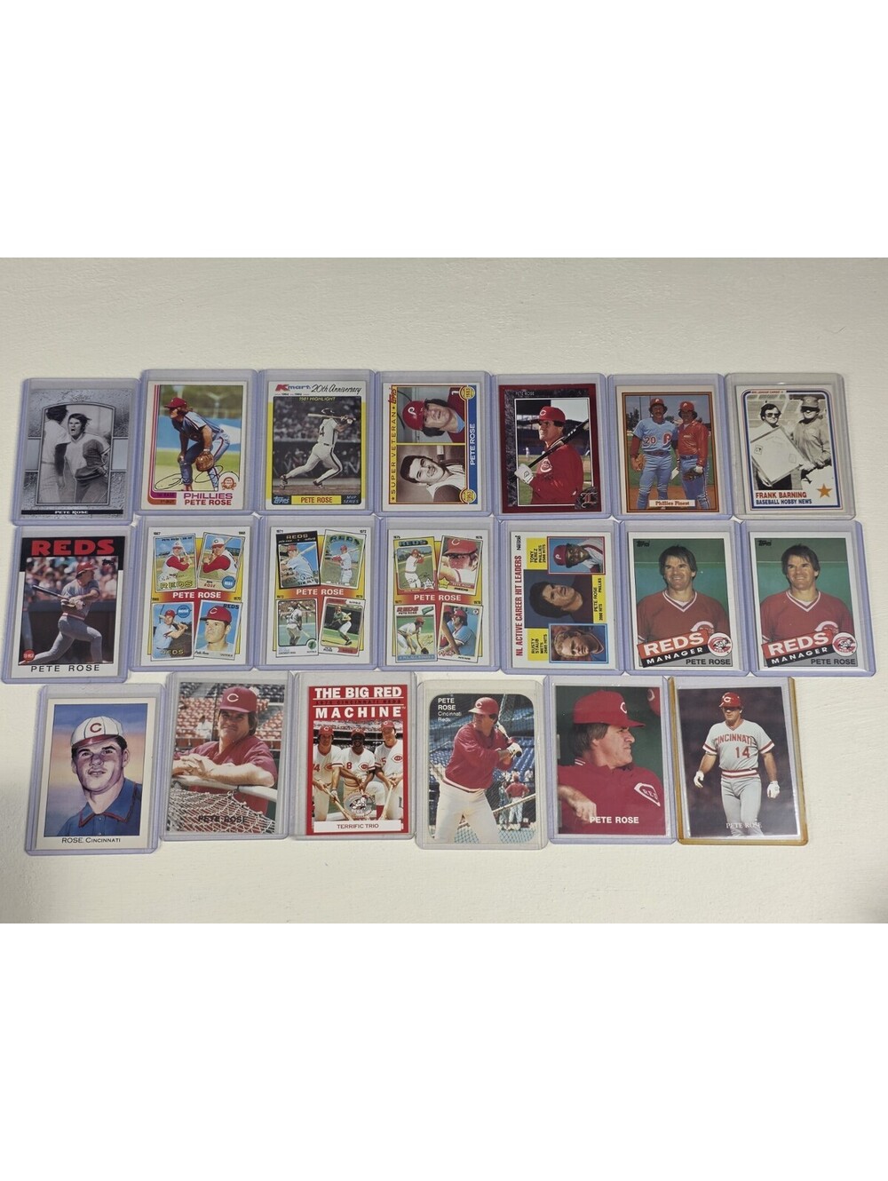 🔥 Pete Rose 20 Card Lot – Mostly Vintage Topps / Fleer / Donruss